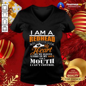 Official I Am A Redhead I Was Born With My Heart V-neck - Design By Togethertee.com