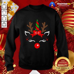 Official Unicorn Face Reindeer Antlers Christmas Funny Pet Kids Gifts Sweatshirt - Design By Togethertee.com