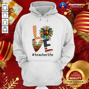 Original Sunflower And Book And Hippie Love #teacherlife American Flag Hoodie - Design By Togethertee.com
