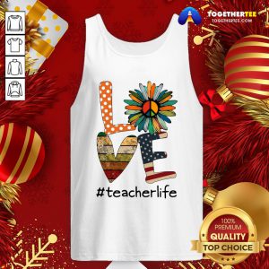 Original Sunflower And Book And Hippie Love #teacherlife American Flag Tank Top - Design By Togethertee.com