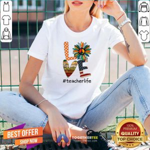 Original Sunflower And Book And Hippie Love #teacherlife American Flag V-neck - Design By Togethertee.com
