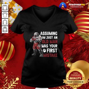 Perfect Bulldog Assuming I’m Just An Old Man Was Your First Mistake V-neck - Design By Togethertee.com