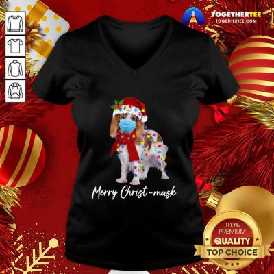 Merry Christ Mask Merry Christmas Light V-neck - Design By Togethertee.com Merry Christ Mask Merry Christmas Light V-neck - Design By Togethertee.com