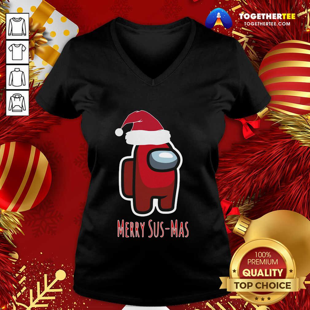 Premium Among Us Mery Sus-Mas Christmas V-neck - Design By Togethertee.com Premium Among Us Mery Sus-Mas Christmas V-neck - Design By Togethertee.com