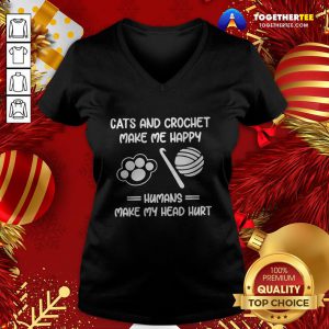 Premium Cats And Crochet Make Me Happy Humans Make My Head Hurt V-neck - Design By Togethertee.com