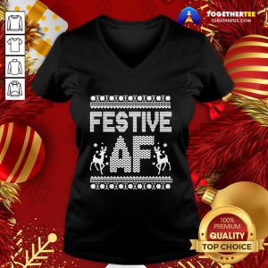 Premium Festive AF Ugly Christmas V-neck - Design By Togethertee.com
