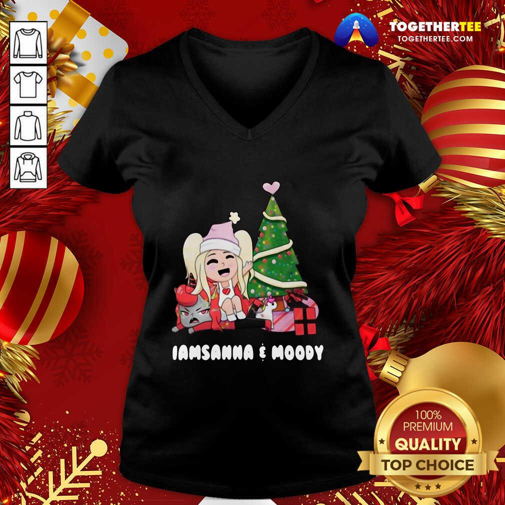 I Am Sanna And Moody Christmas V-neck - Design By Togethertee.com I Am Sanna And Moody Christmas V-neck - Design By Togethertee.com