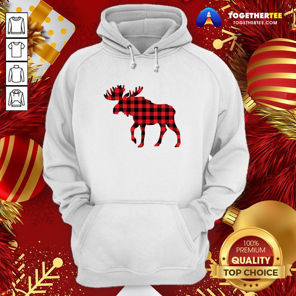 Premium Plaid Reindeer Moose Hoodie - Design By Togethertee.com Premium Plaid Reindeer Moose Hoodie - Design By Togethertee.com