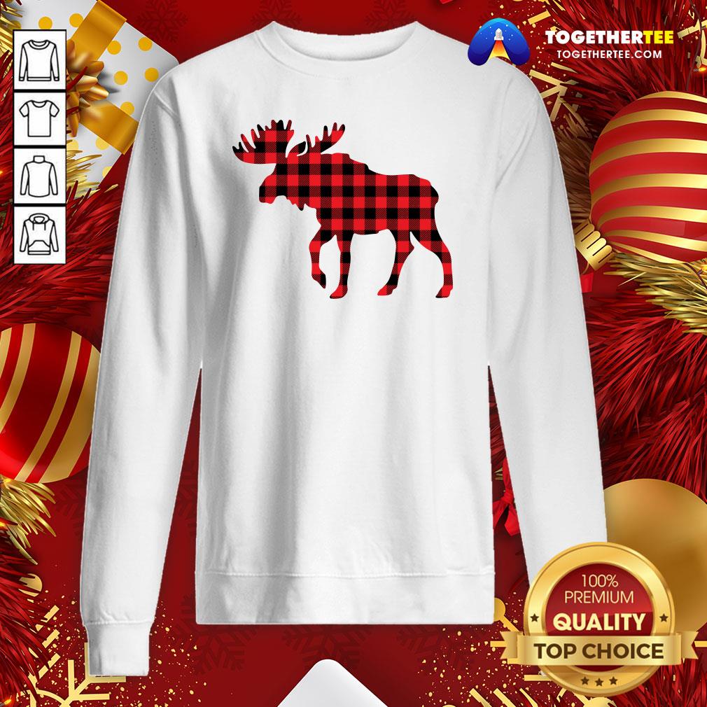 Premium Plaid Reindeer Moose Sweatshirt - Design By Togethertee.com Premium Plaid Reindeer Moose Sweatshirt - Design By Togethertee.com