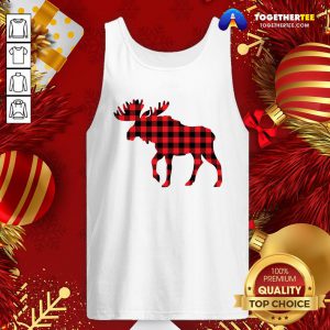 Premium Plaid Reindeer Moose Tank Top - Design By Togethertee.com