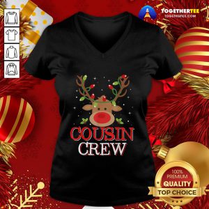 Premium Reindeer Light Cousin Crew Christmas V-neck - Design By Togethertee.com