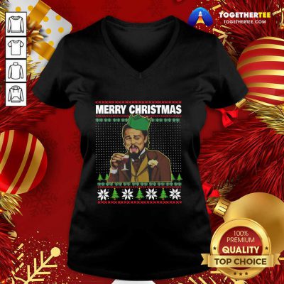 Leo Laughing Dank Meme Ugly Merry Christmas V-neck - Design By Togethertee.com Leo Laughing Dank Meme Ugly Merry Christmas V-neck - Design By Togethertee.com