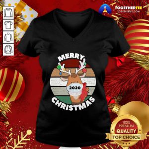 Merry Christmas 2020 Reindeer Wear Mask Vintage V-neck - Design By Togethertee.com