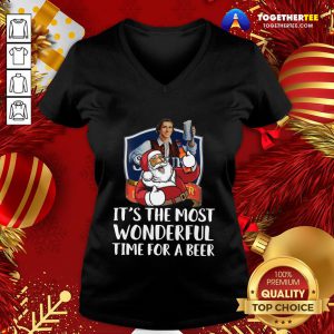 Top Santa Claus Drinking Samuel Adams Boston Brewery It’s The Most Wonderful Time For A Beer V-neck - Design By Togethertee.com