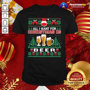 Top Santa Face Mask All I Want For Christmas Is Beer Funny Ugly Shirt - Design By Togethertee.com