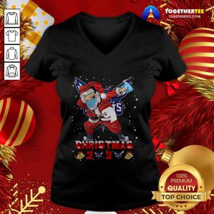Hot Charlotte Hornets Funny Santa Claus Dabbing Christmas 2020 V-neck - Design By Togethertee.com