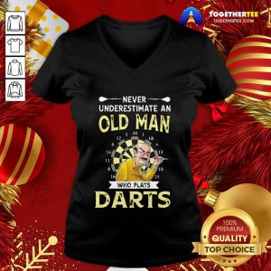 Never Underestimate An Old Man Who Plays Darts V-neck - Design By Togethertee.com