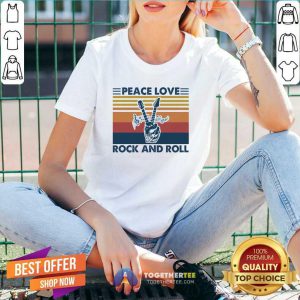Peace Love Rock And Roll Vintage V-neck - Design By Togethertee.com