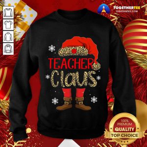 Teacher Claus Leopard Merry Christmas Sweatshirt - Design By Togethertee.com