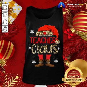 Teacher Claus Leopard Merry Christmas Tank Top - Design By Togethertee.com