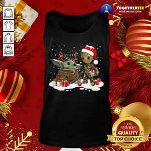 Christmas Collection Baby Yoda And Groot Santa Christmas Light Tank Top - Design By Togethertee.com
