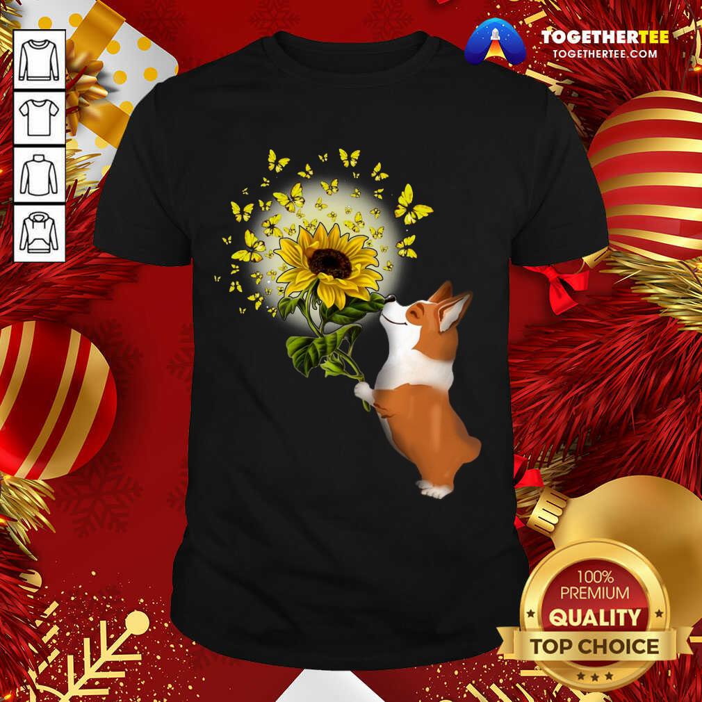 Cute Corgi Butterfly Sunflower Shirt Corgi Butterfly Sunflower Shirt - Design By Togethertee.com