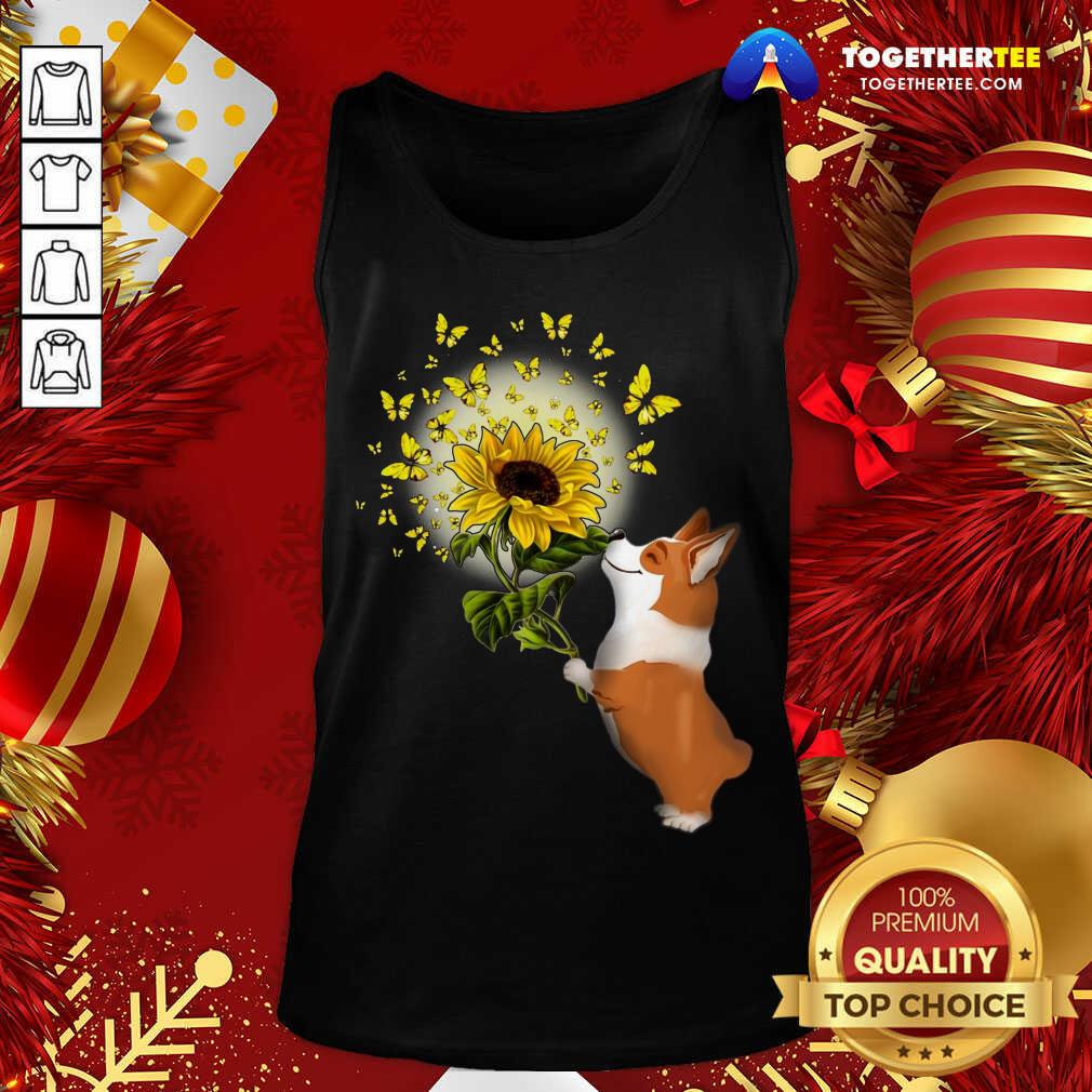 Corgi Butterfly Sunflower Tank Top - Design By Togethertee.com Corgi Butterfly Sunflower Tank Top - Design By Togethertee.com