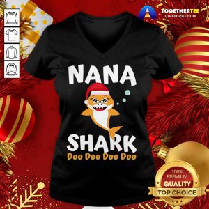 Nana Shark Christmas Mommy Shark Daddy Shark V-neck - Design By Togethertee.com