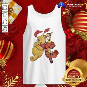 Pooh And Tiger Hat Santa Happy Merry Christmas Tank Top - Design By Togethertee.com