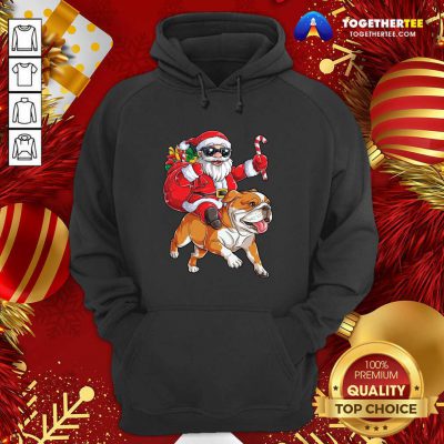 Santa Claus Riding Bulldog Merry Christmas Hoodie - Design By Togethertee.com Santa Claus Riding Bulldog Merry Christmas Hoodie - Design By Togethertee.com