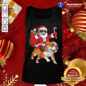 Santa Claus Riding Bulldog Merry Christmas Tank Top - Design By Togethertee.com