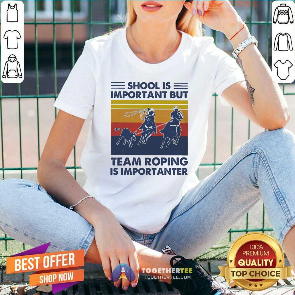 School Is Important But Team Roping Is Importanter Vintage V-neck - Design By Togethertee.com School Is Important But Team Roping Is Importanter Vintage V-neck - Design By Togethertee.com