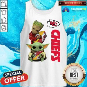 Baby Yoda And Baby Groot Hug Football Kansas City Chiefs Tank Top - Design By Togethertee.com