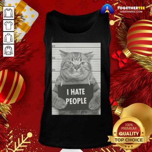 I Hate People Cat Mug Shot Tank Top - Design By Togethertee.com