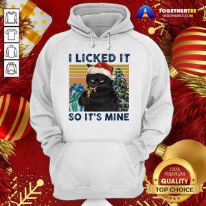 I Licked It So It’s Mine Black Cat Wear Hat Santa Christmas Vintage Hoodie - Design By Togethertee.com