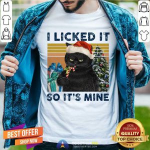 I Licked It So It’s Mine Black Cat Wear Hat Santa Christmas Vintage Shirt - Design By Togethertee.com
