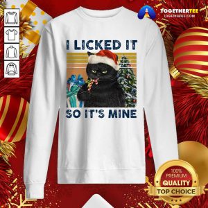 I Licked It So It’s Mine Black Cat Wear Hat Santa Christmas Vintage Sweatshirt - Design By Togethertee.com