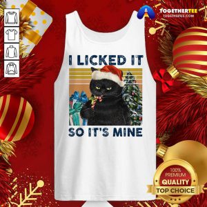 I Licked It So It’s Mine Black Cat Wear Hat Santa Christmas Vintage Tank Top - Design By Togethertee.com