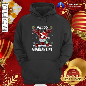 Merry Quarantine Christmas 2020 Reindeer Mask Family Pajamas Hoodie - Design By Togethertee.com
