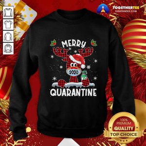 Merry Quarantine Christmas 2020 Reindeer Mask Family Pajamas Sweatshirt - Design By Togethertee.com