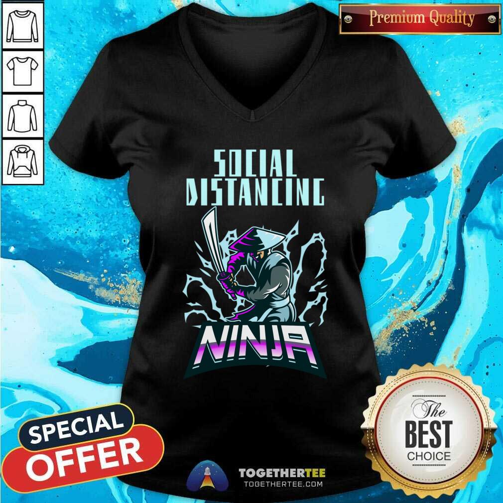Social Distancing Ninja Design V-neck - Design By Togethertee.com Social Distancing Ninja Design V-neck - Design By Togethertee.com