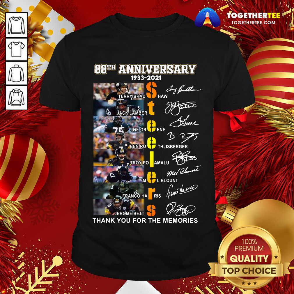good-88th-anniversary-1933-2021-pittsburgh-steelers-shirt 88th Anniversary 1933 2021 Pittsburgh Steelers Thank You For The Memories Signatures Shirt - Design By Togethertee.com