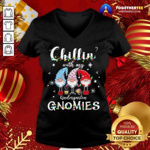 Christmas Santa Gnomies Apparel Chilling With Kindergarten V-neck - Design By Togethertee.com