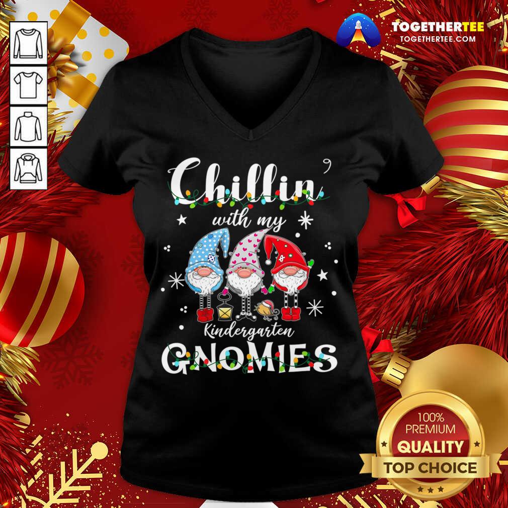Christmas Santa Gnomies Apparel Chilling With Kindergarten V-neck - Design By Togethertee.com Christmas Santa Gnomies Apparel Chilling With Kindergarten V-neck - Design By Togethertee.com