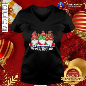 Gnome Finnish Hyvaa Joulua Christmas V-neck - Design By Togethertee.com