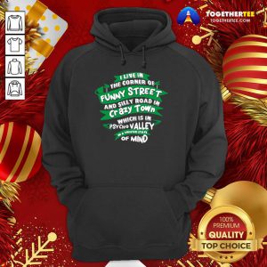 I Live In The Corner Of Funny Street And Silly Road In Psycho Valley In A Twisted State Of Mind Hoodie - Design By Togethertee.com