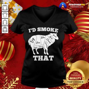 I'd Smoke That Lamb Funny Grilling Party Saying Vintage V-neck - Design By Togethertee.com