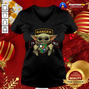 Baby Yoda Hug 75th Ranger Regiment 2020 V-neck - Design By Togethertee.com