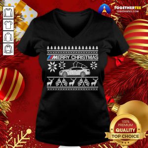 Car BMW M Merry Ugly Christmas V-neck - Design By Togethertee.com