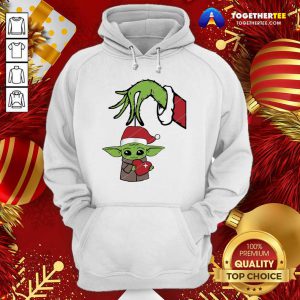 Grinch Hand Holding Baby Yoda Hug Heart Hoodie - Design By Togethertee.com